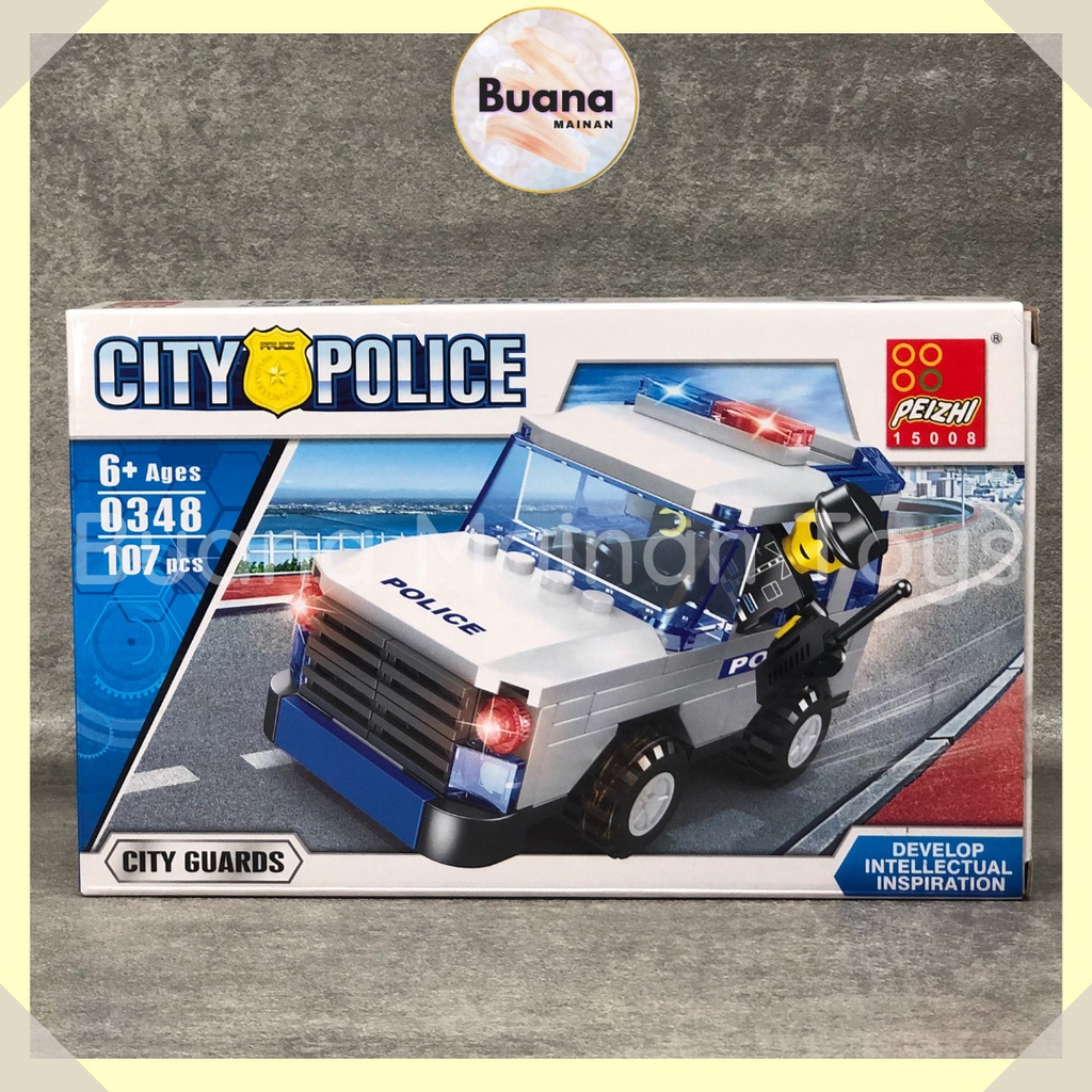 BRICKS PEIZHI CITY POLICE CAR MODEL MOBIL POLISI MAINAN EDUKASI ANAK COWO CEWE BRICK 0348