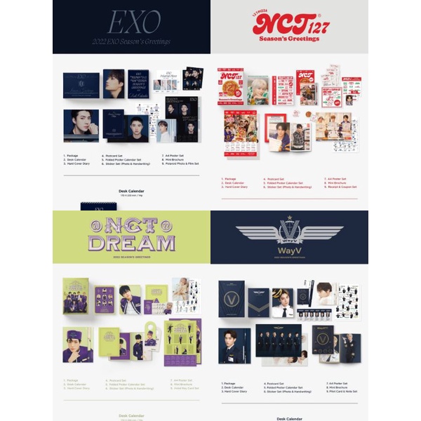 [READY] SHARING SEASON'S GREETING 2022 EXO, NCT 127, NCT DREAM, WAYV (WITHDRAMA DAN SM STORE)