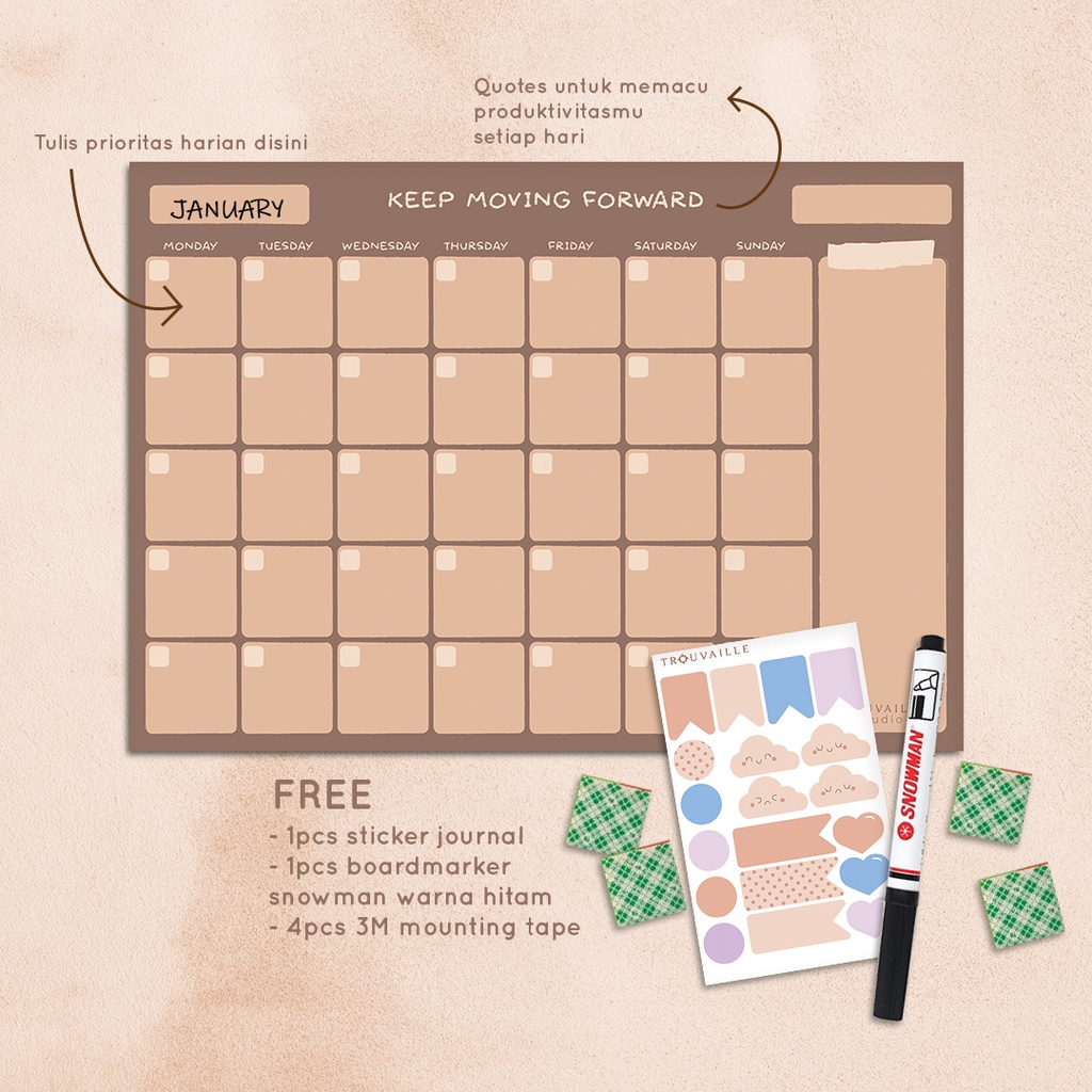 

TROUVAILLE STUDIO Wall Planner / Monthly Plan / Schedule Board / Papan Jadwal A2