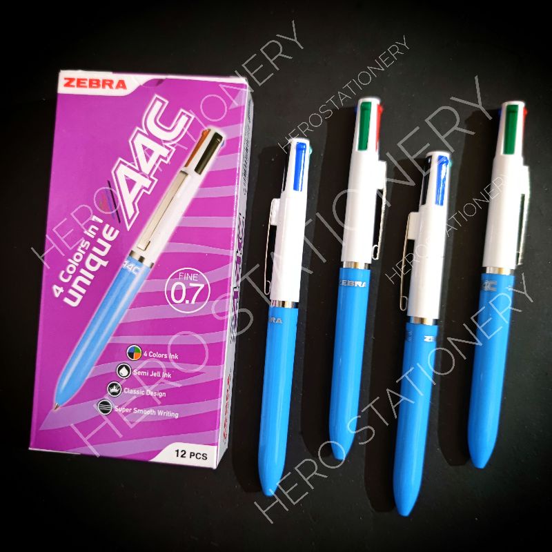 

Pena ballpoint pen semi gel zebra unique 4 warna A4C 0.7 mm . 12 unit