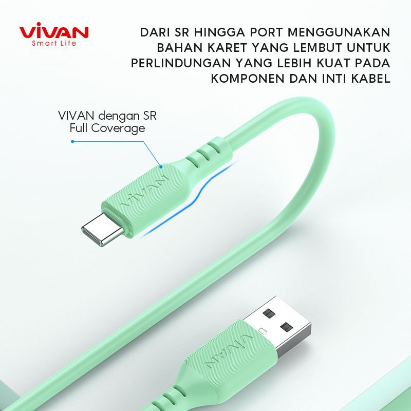 VIVAN VSC100 Kabel Data Type C 3A Quick Charge 1M - Garansi Resmi 1 Tahun