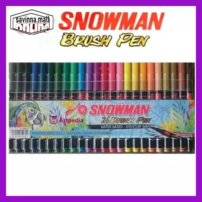 

U0Uo879- Snowman Brushpen Brush Pen Kuas Kaligrafi Warna Set 24 Y7Ry688-