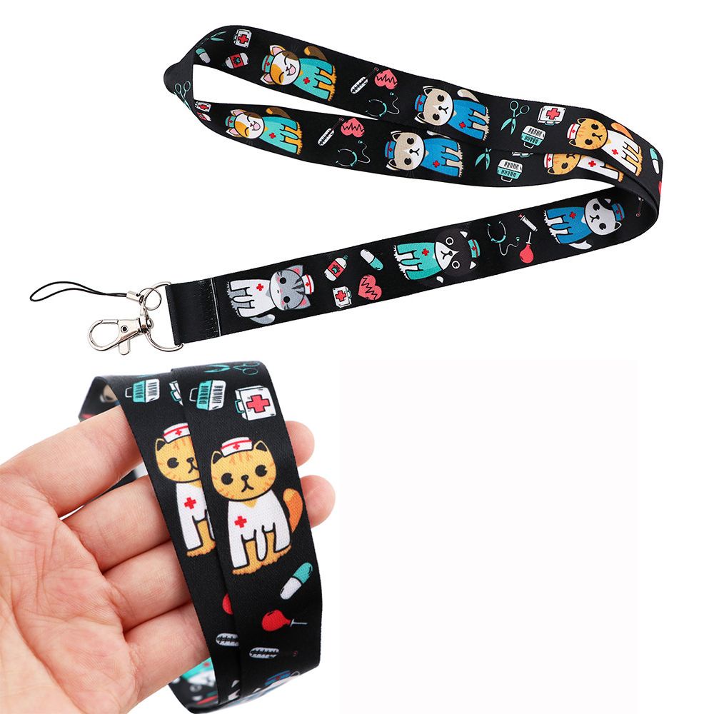 TOP Multi-function Animal Doctors Lanyard Cartoon Neck Strap Mobile Phone Straps Accessories Card Badge Gym Key Chain Cover Pass Key Chain