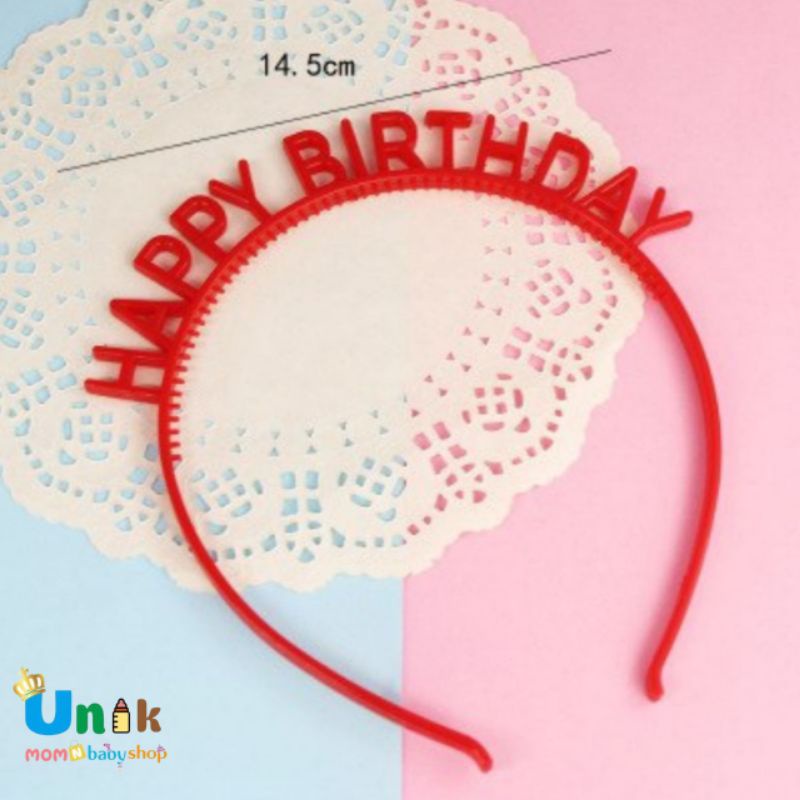 Bando Plastik / Headband Tulisan Happy Birthday