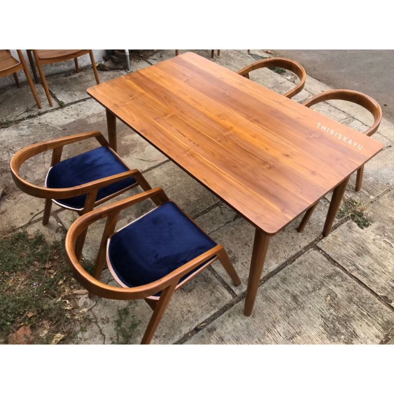 Jual MEJA MAKAN MINIMALIS MODERN KAYU JATI NATURAL MEJA MAKAN RETRO 
