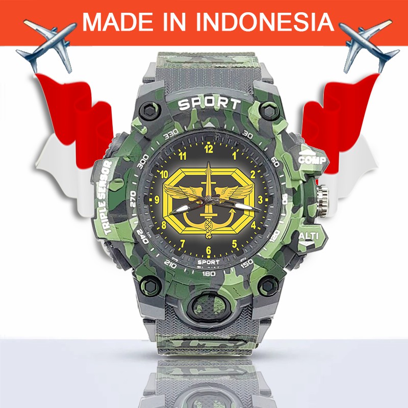 {Istimewa} Jam Tangan LOGO KOPASUS -Abu-Abu Army Water Resistant