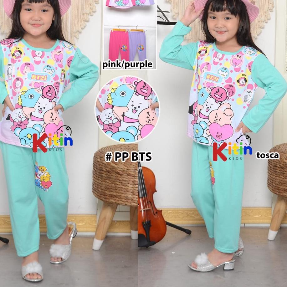 Trend - HP SETELAN BAJU PIYAMA DAN TIDUR ANAK CEWEK/PEREMPUAN 2-9 TAHUN PRINTING MOTIF BT21/BTS FROZ