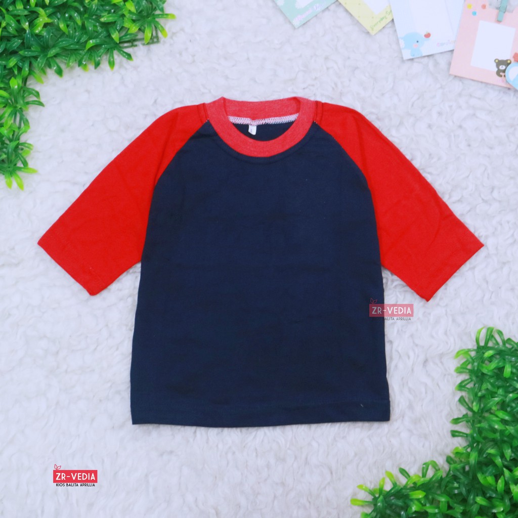 Kaos Reglan POLOS 8-10 Tahun Lengan / Atasan Tanggung Panjang Baju Anak SD Laki Perempuan Raglan