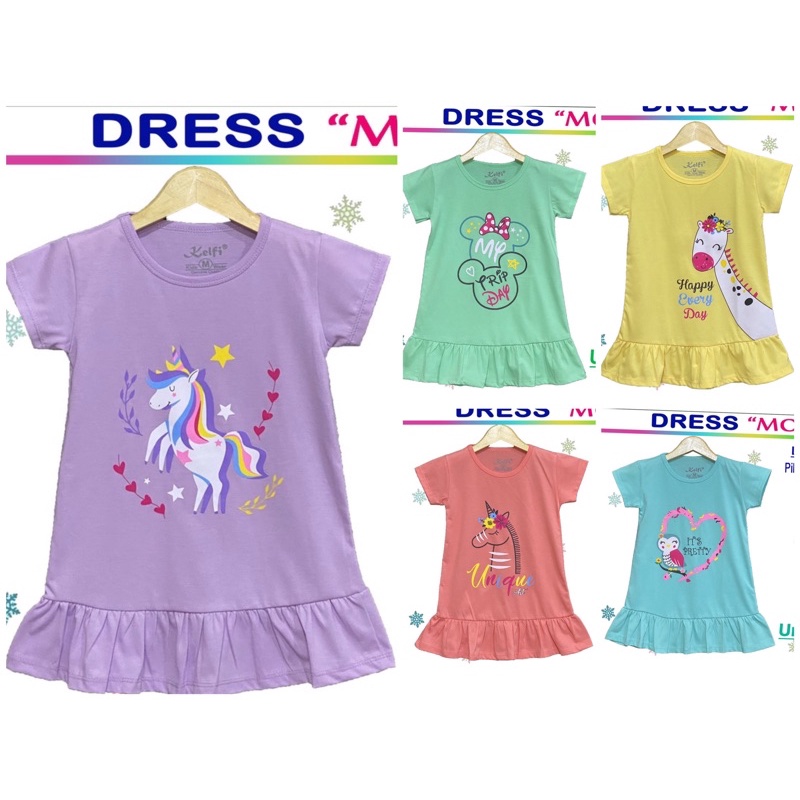 Dress Anak Kelfi  2 - 6 tahun dress kaos motif