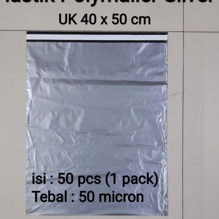 

➹ Plastik Packing Polymailer Silver Uk 40x50 (50pcs), plastik packing Lem, plastik Olshop ☈