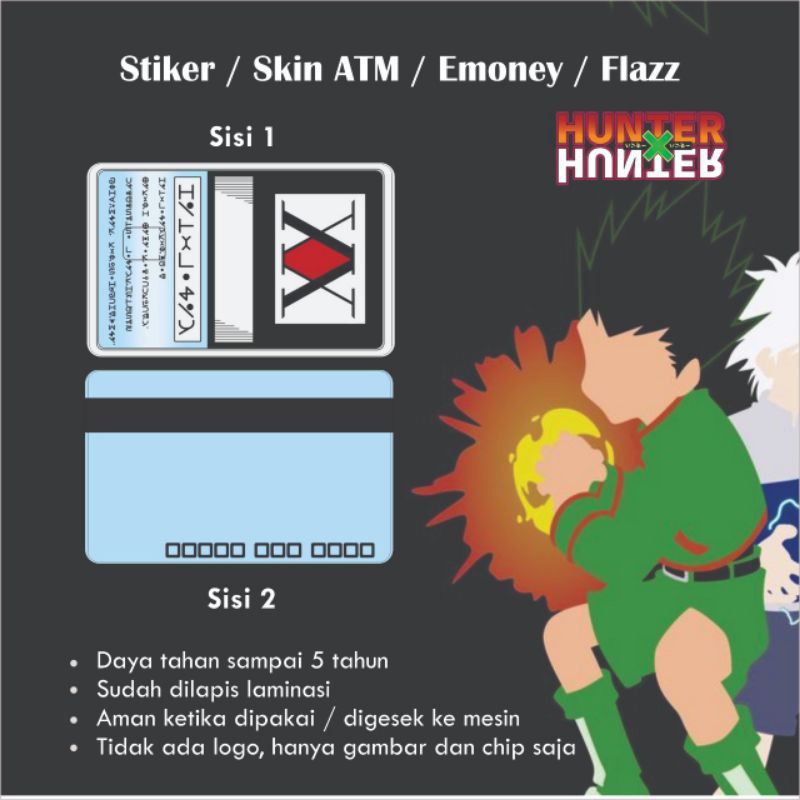 

Stiker ATM / Garskin / Skin Kartu Hunter X Hunter