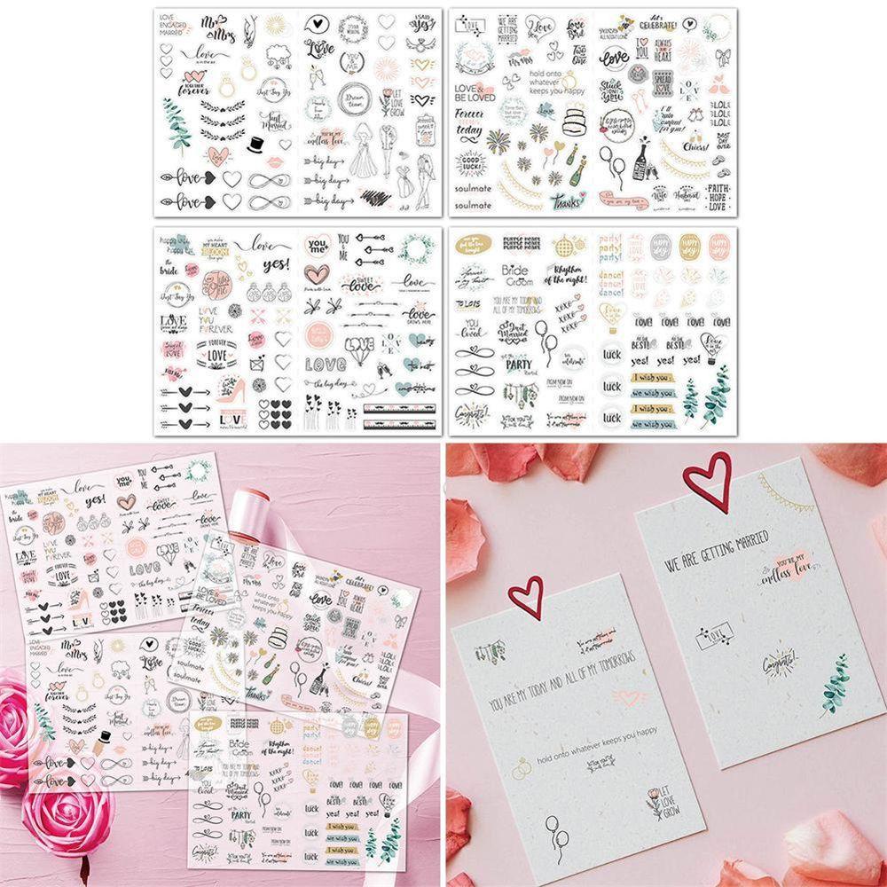 R-flower 4PCS Stiker Wedding Bliss PVC Engagement Love Sticker Anti Air