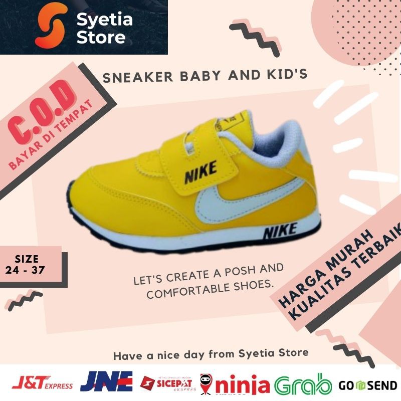 SEPATU ANAK PEREMPUAN 1 2 3 4 5 6 7 TAHUN LAKI IMPORT WARNA KUNING SNEAKERS SEKOLAH CEWEK COWOK A-50