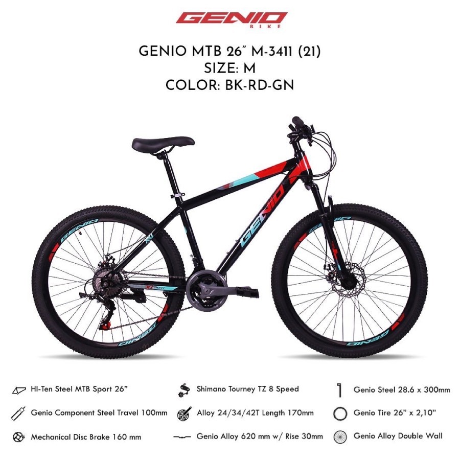 SEPEDA MTB 26 GENIO M-3411 24 SPEED SHIMANO