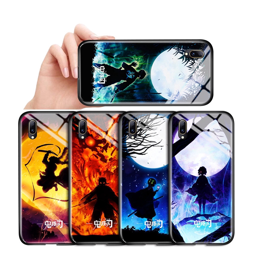 Vivo Y51 2020 Y20 Y20s Y12s Y30 Y50 Y91 Y95 Y91i Y93 Y91c Y85 Y30i Y20i Casing For Phone Case Demon Slayer Anime Devils Blade Sumijiro Nezuko Shockproof Protection Hard Cover Tempered