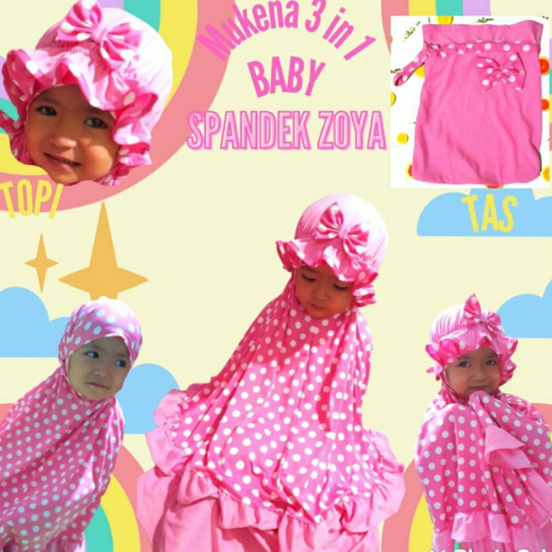 Mukena anak Baby, kuda, junior bahan spandek zoya