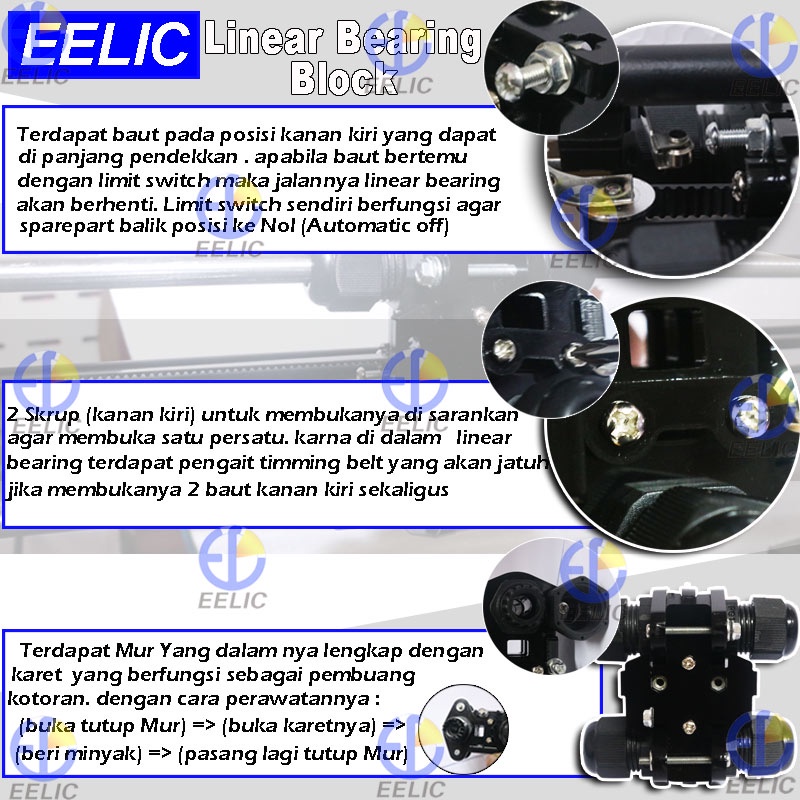 EELIC SCS-45D8SET Linear bearing block acrylic dengan ukuran 45 mm diameter lubang besi 8 mm sparepart 3d printer