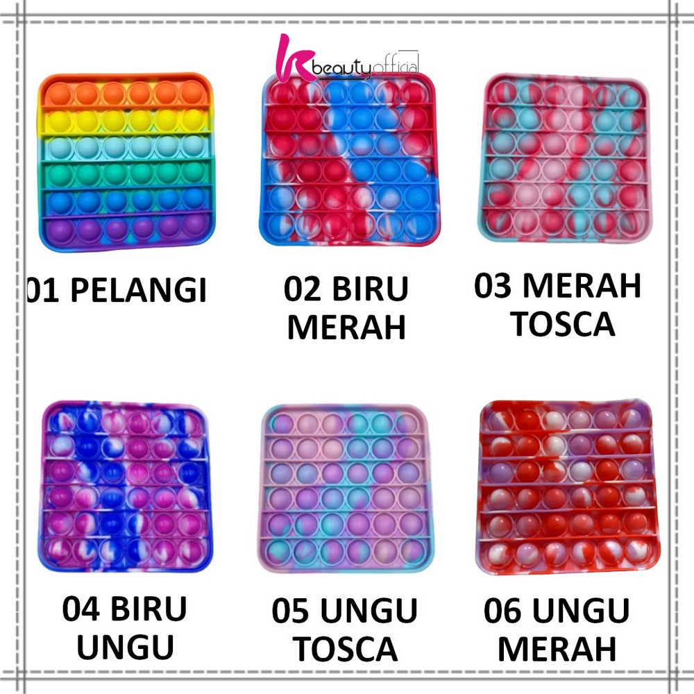 KB-M131 Mainan Pop It Rainbow Shape Fidget Push Pop It Bentuk Bulat Tik Tok / Pop Its Mainan Anak-PETAK COLOURFULL