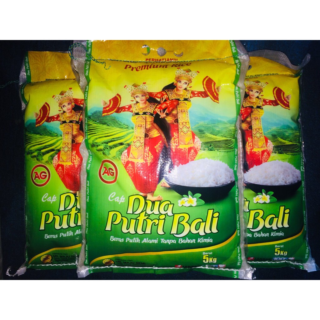 Beras Cap Dua Putri Bali 5kg. Beras Putih Alami Tanpa Bahan Kimia(Produksi Jawa Timur). Premium Rice