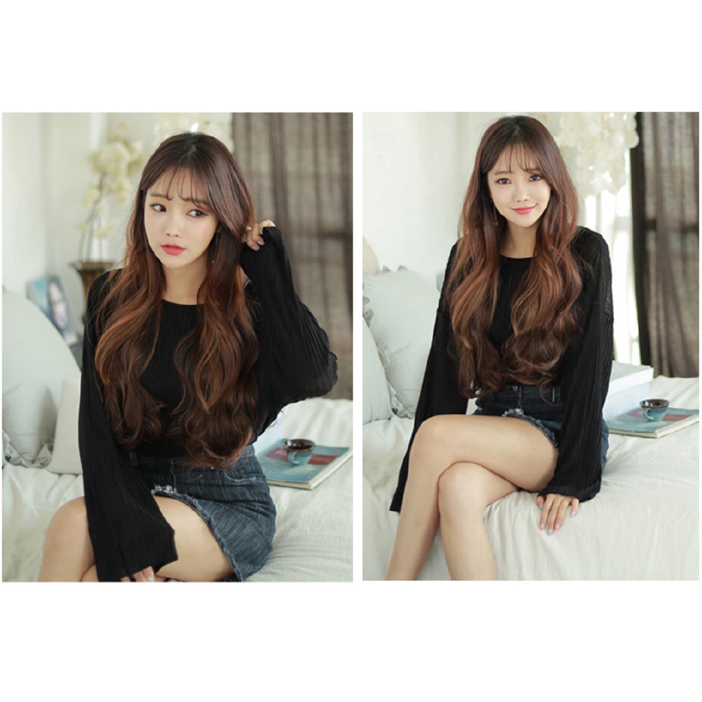 50cm Wig / Rambut Palsu Model Keriting Gelombang Gaya Korea untuk Wanita