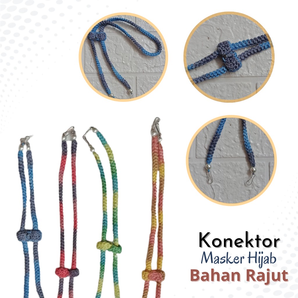 Konektor Kalung Masker Hijab Lanyard Mask With Adjustable Strap Masker Hijab Bahan Rajut