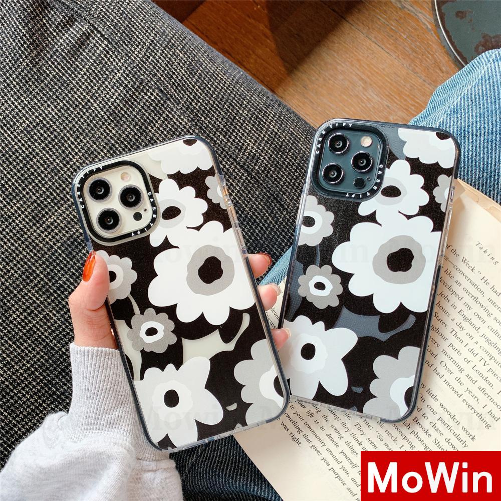 Mowin - Casing Silikon Iphone 12 Pro Max X Max Pro 8plus Max Se 7plus Xr Se2020 Xs 12 Mini 11 Motif Bunga Hitam