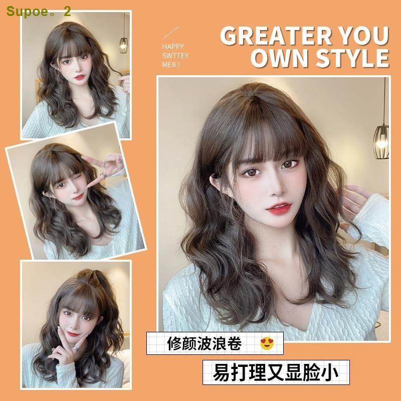▽♙₪Wol keriting rambut pendek wig perempuan alami tutup kepala penuh gaya rambut keriting pendek pen