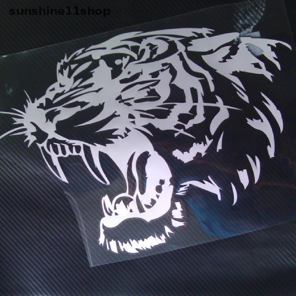 Sho Stiker Vinyl Gambar Kepala Harimau 28X28CM Untuk Motor / Mobil