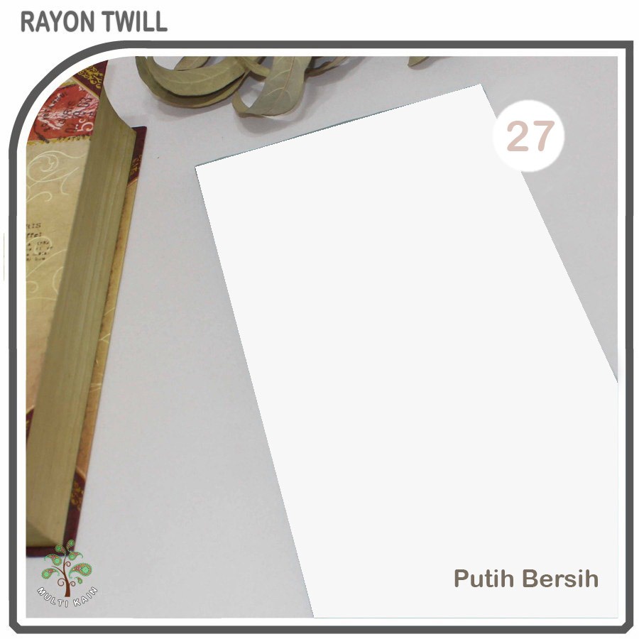 Multi kain rayon twill viscose sakura polos premium quality soft lembut tebal harga eceran-296 putih bersih