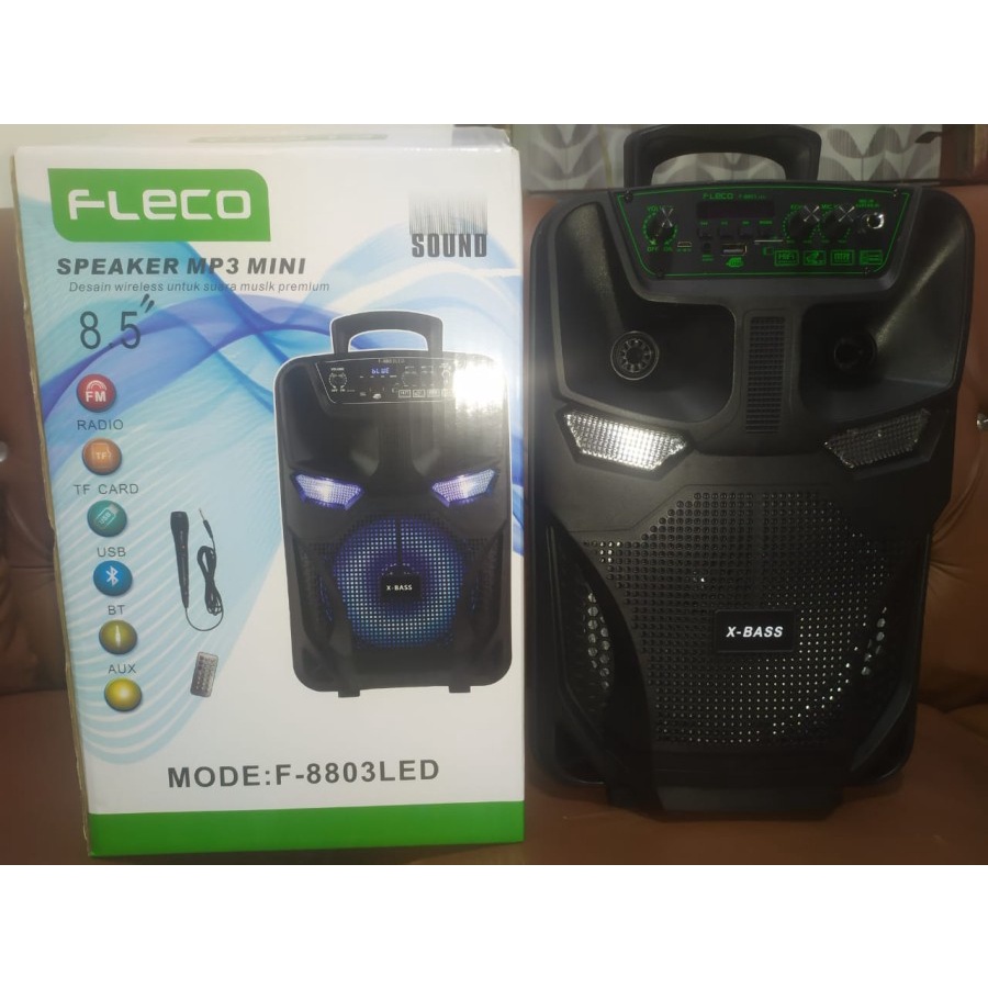 COD SPEAKER BLUETOOTH KARAOKE 8'5 INCH F-8803 PLUS MIC KARAOKE X-BASS//SALON AKTIF FLECO F-8803//SPEAKER KARAOKE