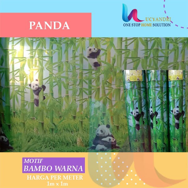 Plat Pagar Fiber Plastik Penutup Pagar Motif Bambu Panda Warna