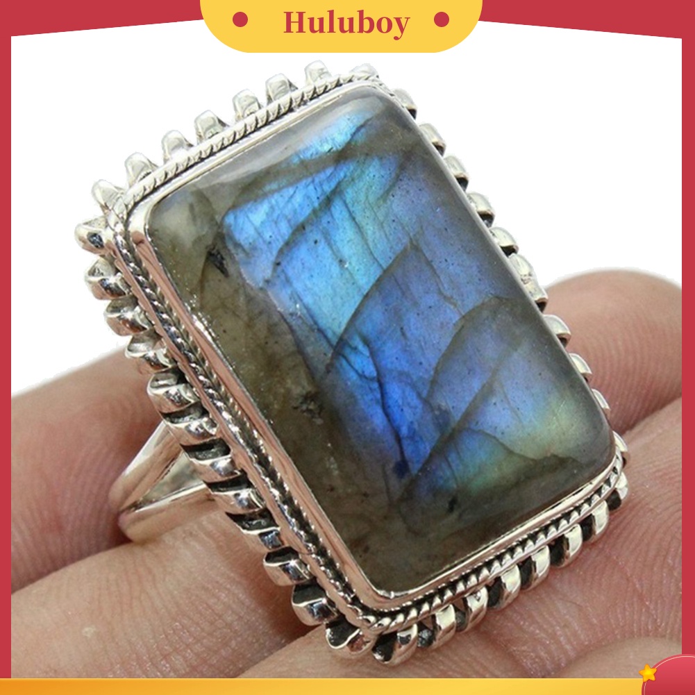 Hu Hu Hu Hu Hu Alat Bantu Pasang Kacamata♡ Cincin Batu Permata Imitasi Bentuk Persegi Panjang Gaya Retro Untuk Wanita