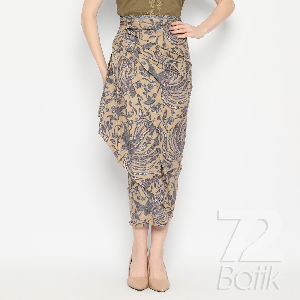 ROK BATIK SPAN Skirt Lilit Kebaya Instan Modern Wanita Motif Burung Phoenix Warna Cream 721039 CAP 72 - Rok Batik Lilit Bawahan Skirt Kamen Kebaya Songket Batik Panjang Plisket Span Instan Jadi Bali Lembaran Premium Modern Untuk Wanita Kondangan