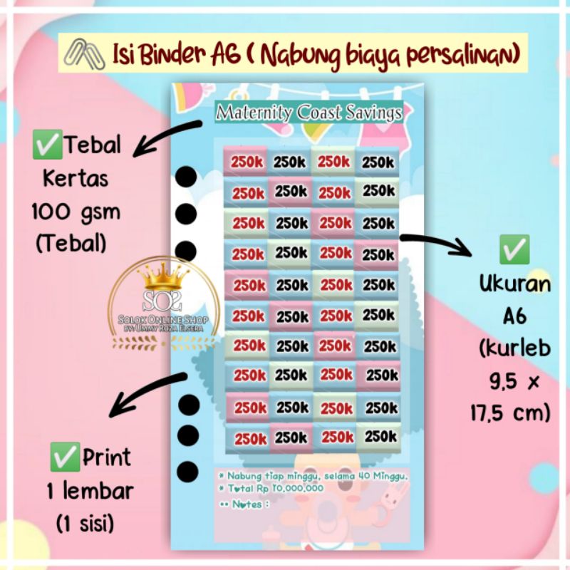 

Maternity Coast Saving | Kertas Binder A6
