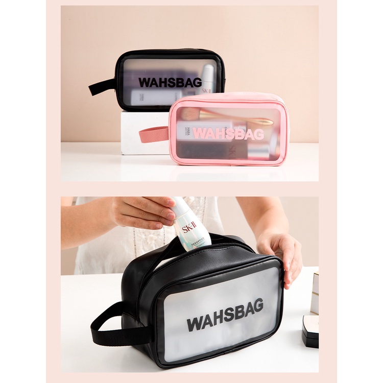 BABEE - TAS MAKE UP KOSMETIK TRANSPARAN WASHBAG / POUCH KOSMETIK TRAVEL WATERPROOF / TEMPAT PERALATAN MANDI