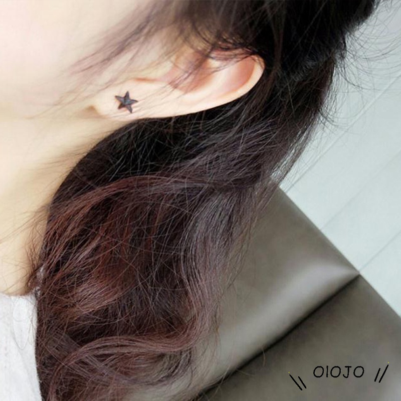 Temperamen Korea Retro Gelap Bintang Berongga Anting Aksesoris Fashion Wanita - ol