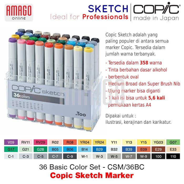 COPIC SKETCH - 36 COLOR SET - CSM/36BC