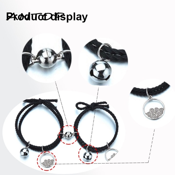 1 Pasang Baru Magnetic Couple Gelang Lonceng Gelombang Berkat Jalinan Tangan Tali Aksesoris Hadiah ANTOP