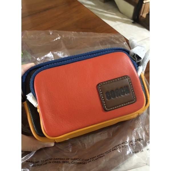 Coach pacer convertible double pouch bag  in bloced charcoal signature multi