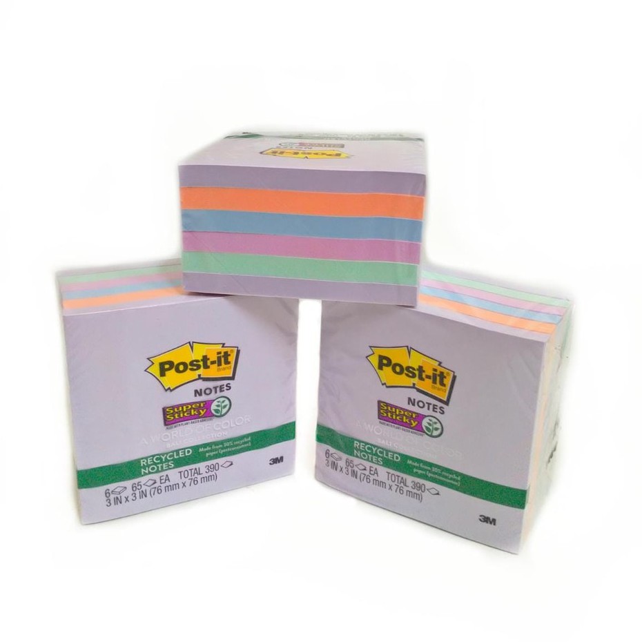 STICKY NOTES POST IT PASTEL MEMO 3 X 3 IN 76 X 76 MM 654-5SNRP 390 LBR WARNA PASTEL