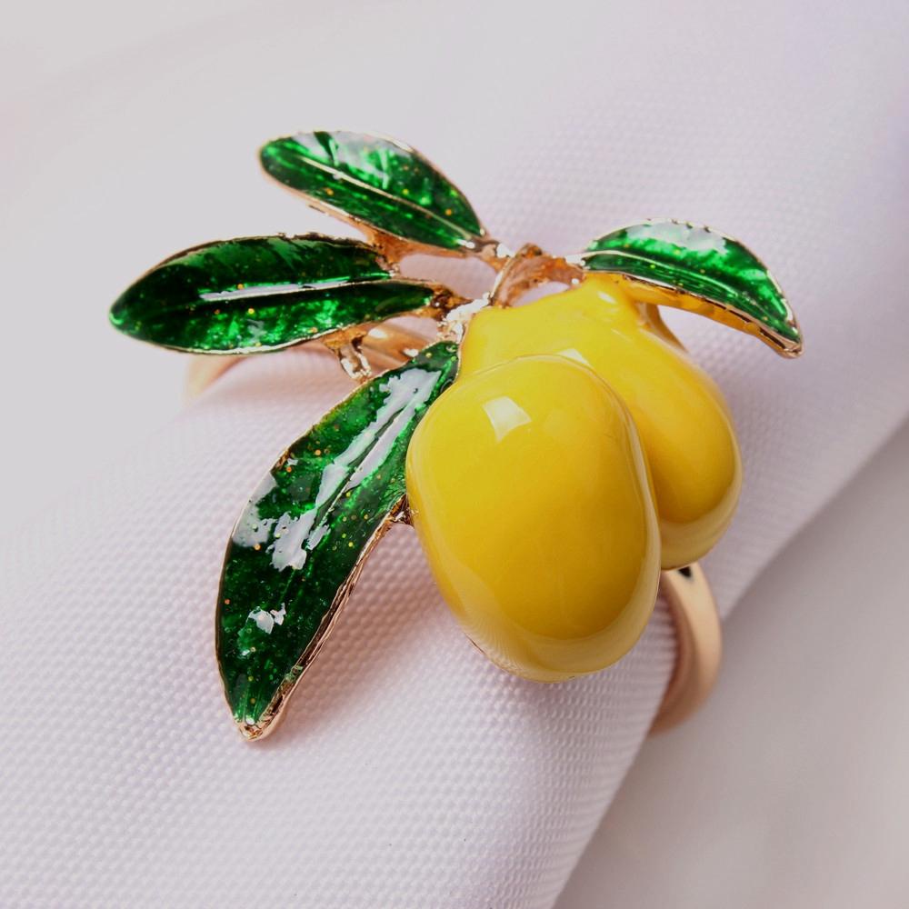 [Elegan] Serbet Cincin1/6PCS Lemon Restoran Pesta Pernikahan Aksesoris Hotel Serbet Gesper