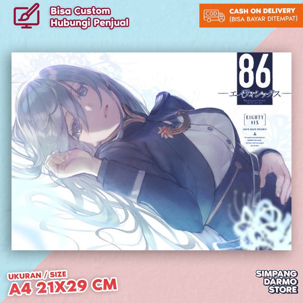 Poster 86 EIGHTY-SIX Shin Undertaker Lena Vladilena Milizé Ukuran A4 21x29 cm Hiasan Dinding Wibu