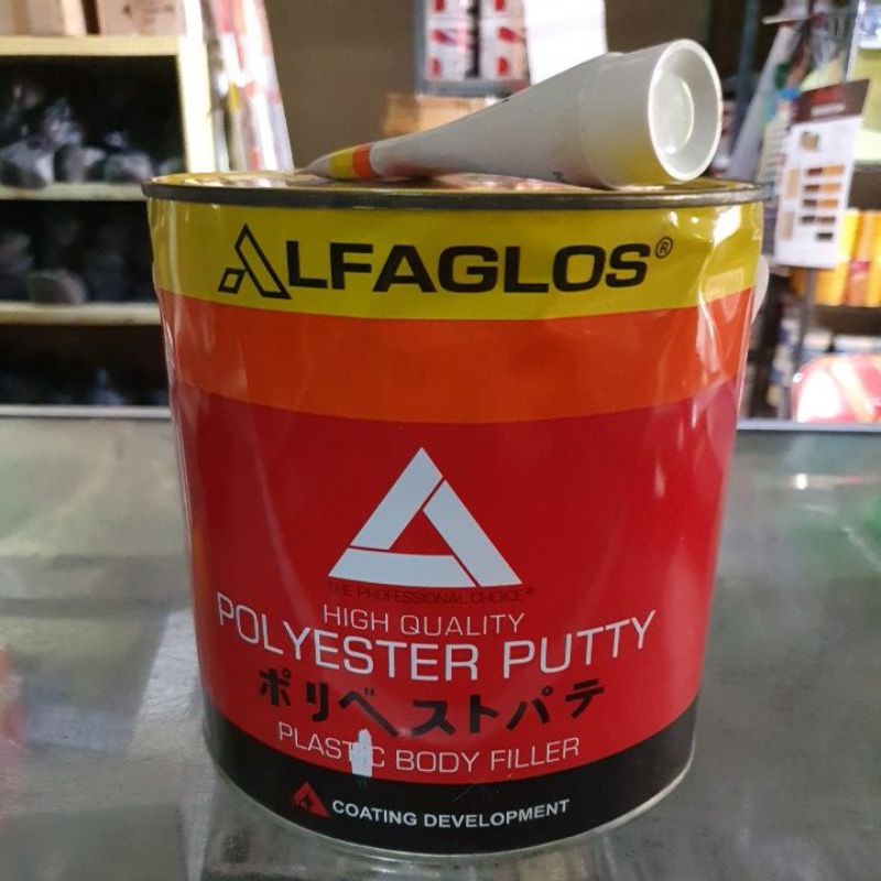 ALFAGLOS / dempul kayu , dempul besi, dempul mobil  1 galon / 3 kg