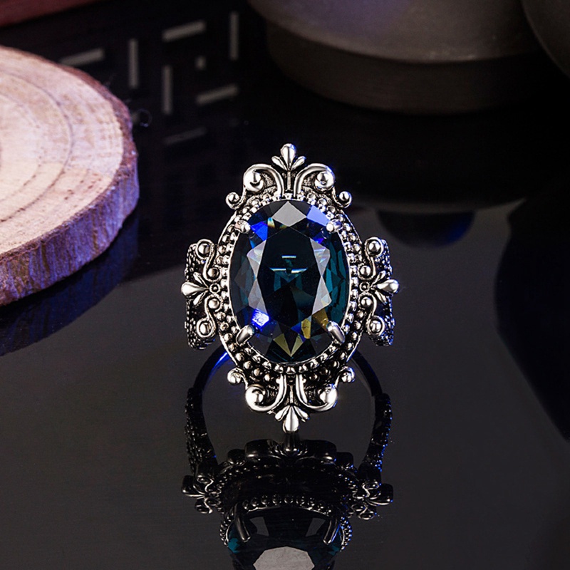 Fancyqube Cincin Kristal Bentuk Telur Angsa Warna Biru Laut Untuk Wanita