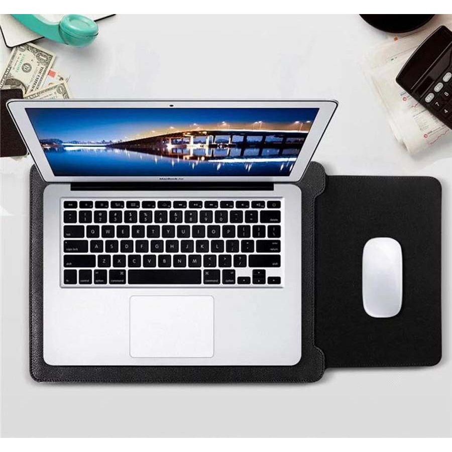 Tas Laptop Softcase Slim PU Leather for Laptop / Macbook Size 13 14 inch