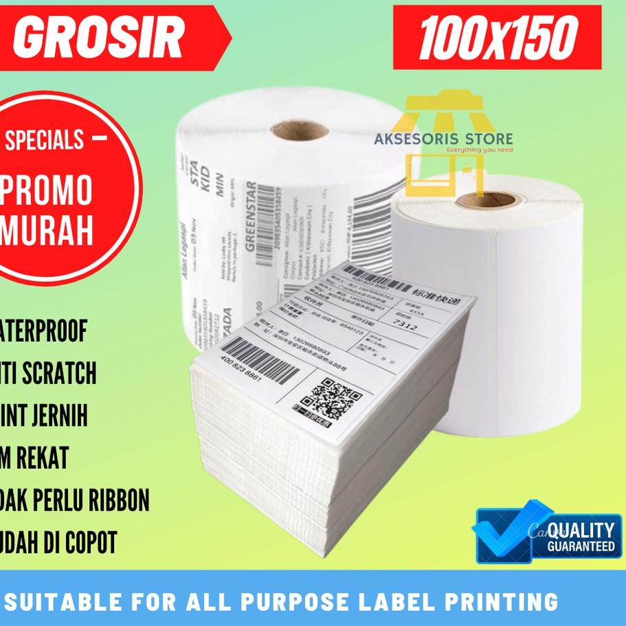 

Special - GROSIR KERTAS THERMAL LABEL STICKER 350PCS 500PCS UKURAN A6 100X150