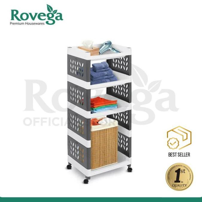Siapkirim# Rovega Supra Rak Susun 4 Tingkat Dengan Roda Premium 4 Tier Rack