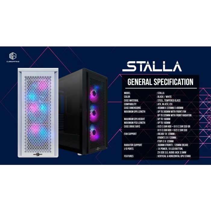 Case CUBE GAMING STALLA WHITE | ATX | Mid Tower | 3X FAN RAINBOW