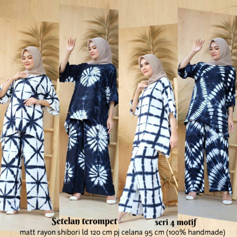 new setelan trompet||setelan kulot cantik rayon shibori