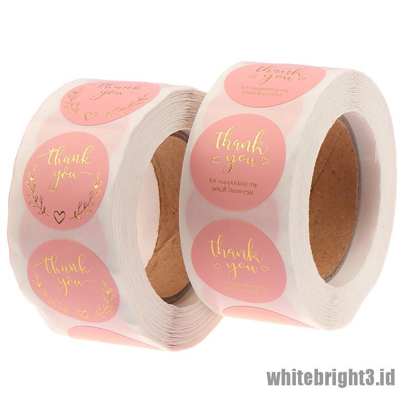 ❤White3 Warna Putih❤ 500pcs Stiker label Segel Tulisan Thank You Warna Pink